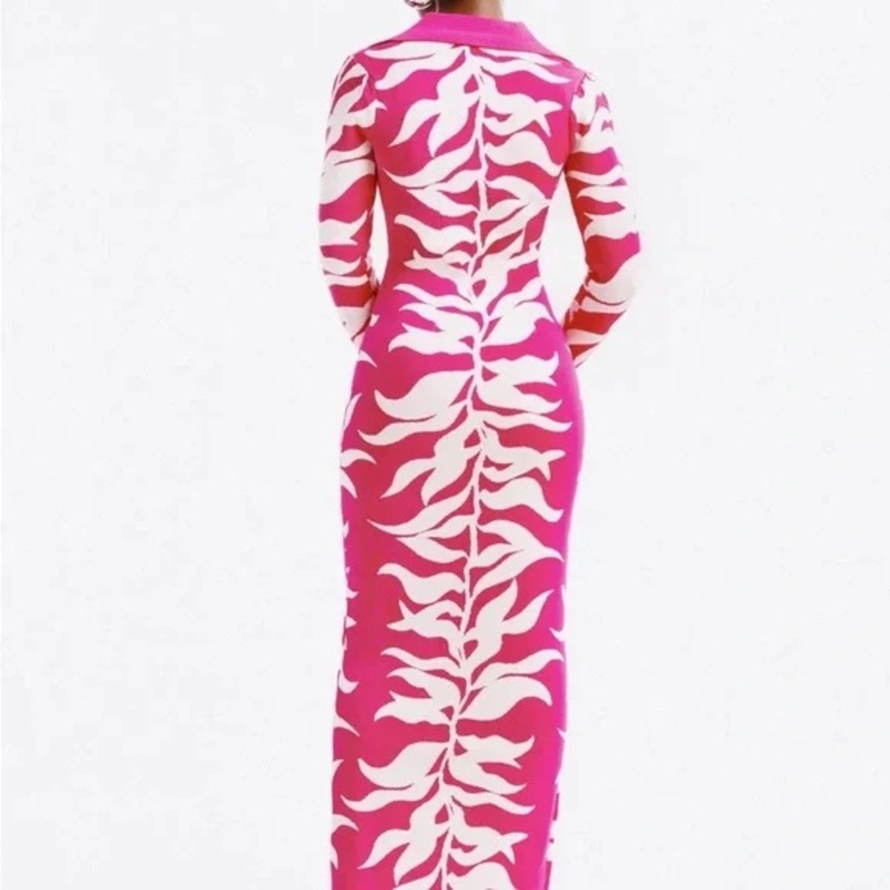 Hanifa Soraya Pink and White Long Sleeve Dress - Picture 2 of 5